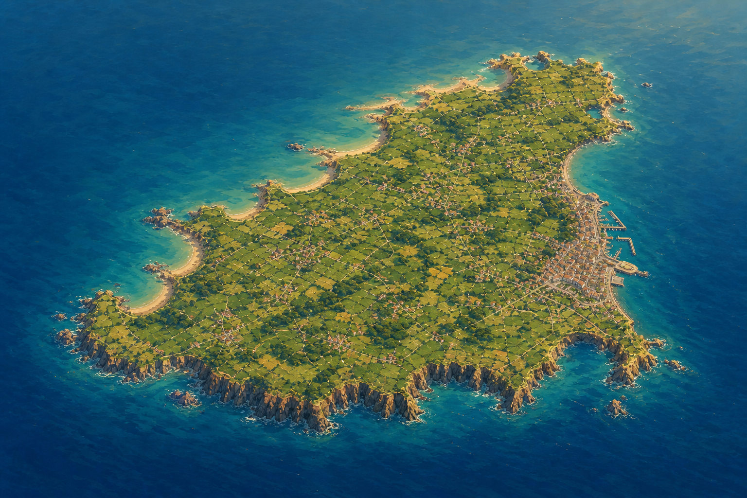 Aerial illustration of Guernsey